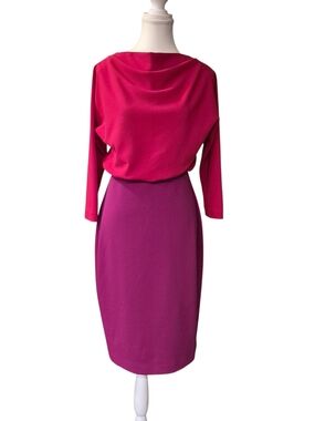 Badgley Mischka Fuchsia and Magenta Two-Tone Midi Dress